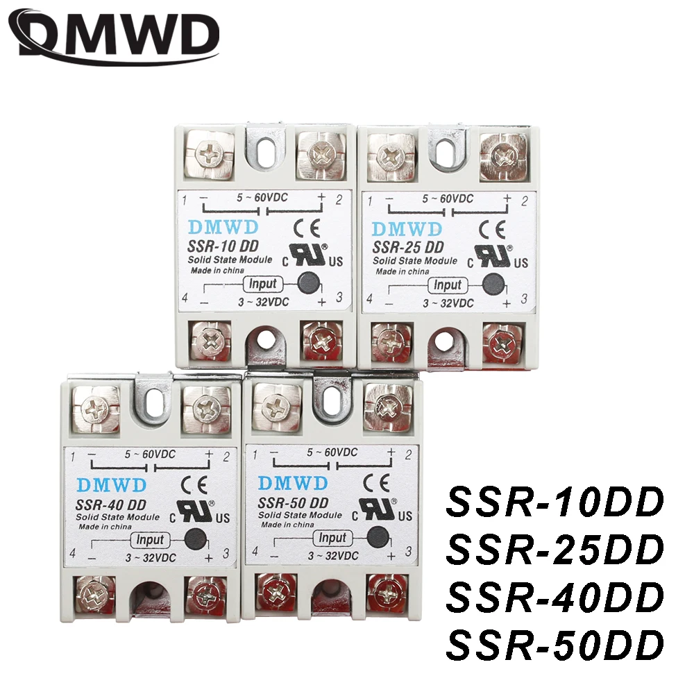 Лидирующий бренд твердотельные реле SSR-10DD SSR-25DD SSR-40DD SSR-50DD на самом деле 3-32 постоянного тока 5-60 DC полупроводниковое реле постоянного тока твердотельные