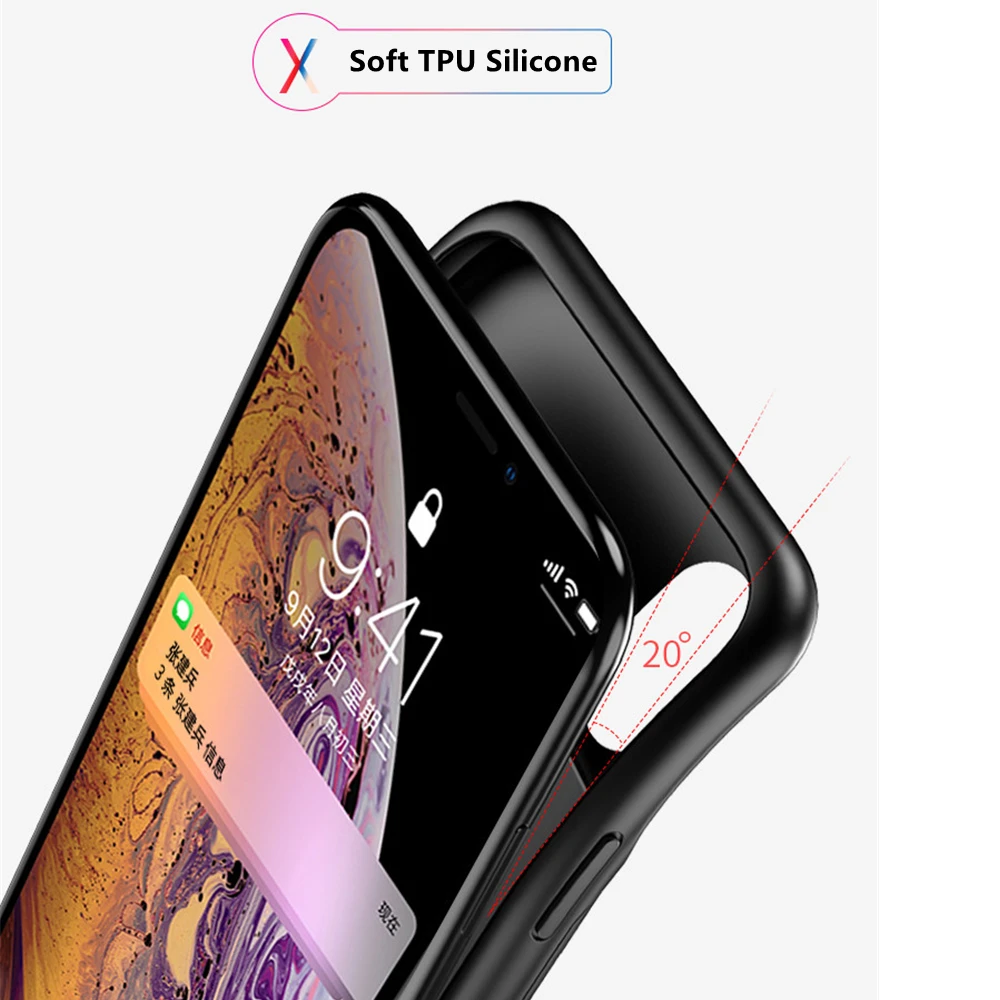 4000 мА/ч силиконовые противоударные Чехлы для зарядного устройства iPhone XS X Power Bank