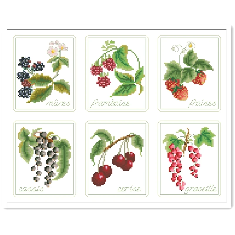 

Red berries cross stitch package plant 18ct 14ct 11ct cloth cotton thread embroidery DIY handmade needlework