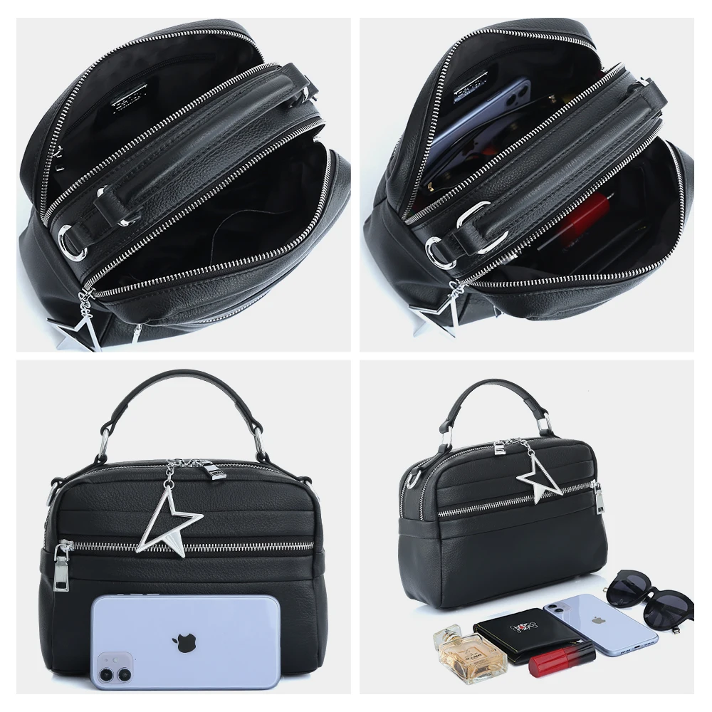 Zency натуральная кожа осенняя женская сумка-тоут большой емкости модная сумка для