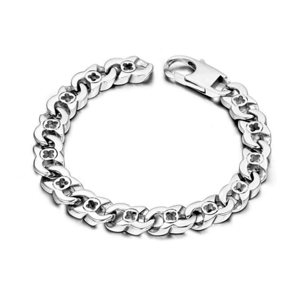 Мужской тяжелый браслет из нержавеющей стали Quatrefoil дизайн ширина 9 6 мм Длина 8