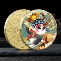 chinese style cartoon panda quintessence facial makeup beijing opera commemorative cultural creative gift gold coin collectibles