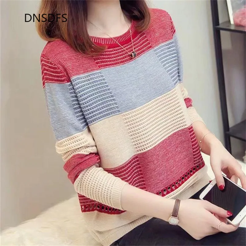 Осенне-зимние пуловеры с круглым вырезом свитера Повседневная вязаная рубашка