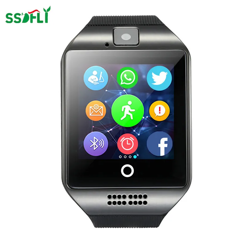Ssdfly Смарт-часы с камера с сенсорным экраном Tf карта камера Facebook Whatsapp Twitter Bluetooth Smartwatch для Android Ios Телефон