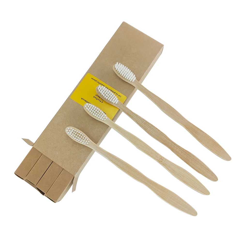 Зубная щетка из натурального бамбука набор экологически чистых средних