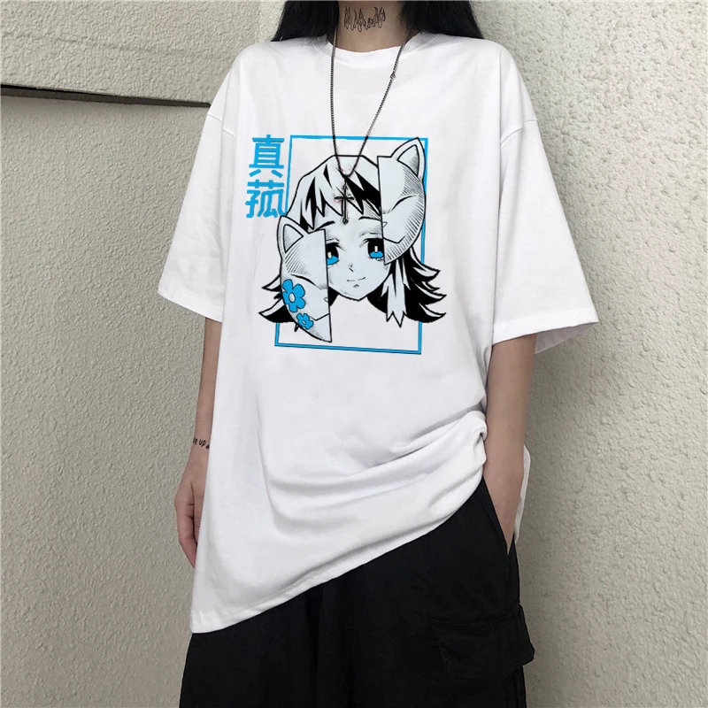 

cottom 2020 Harajuku tops Anime Kawaii woman tshirts kpop aesthetic oversized t shirt friends Japanese clothes ropa mujer