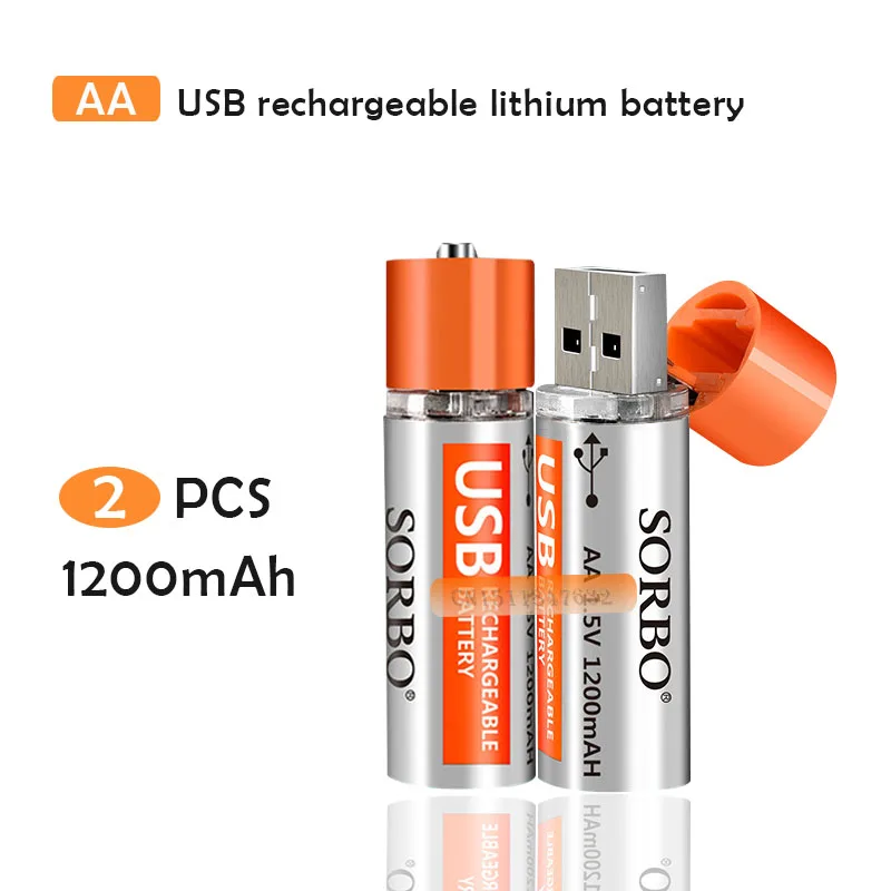 Аккумуляторные батарейки SORBO 2 шт. 1 5 в 1200 мАч USB ч быстрая зарядка AA Li po|battery a|hot