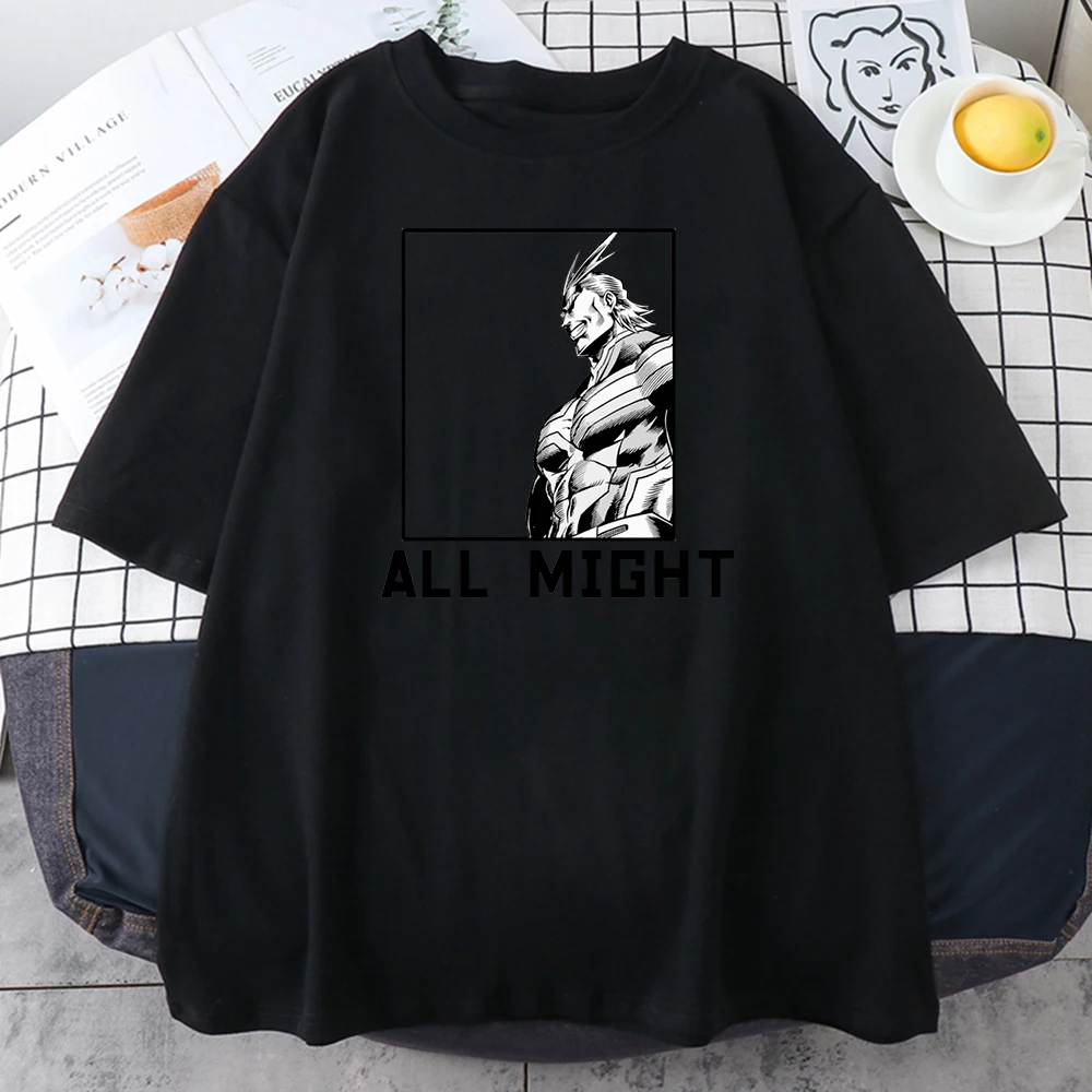 

My Hero Academia All Might Print T Shirts Women Summer Short Sleeve O Neck Harajuku Loose Tshirt Female Anime Oversized Tshirts