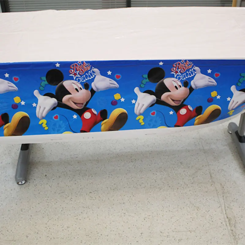 tablecloth 1pcs Одноразовые вечерние столовые приборы с изображением Микки Мауса, животных, синего цвета, Детская салфетка для душа, поднос, Подарочный пакет, пригласительная карта - Цвет: tablecloth 1pcs