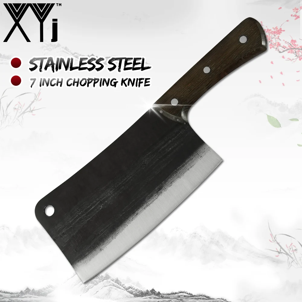 XYj ручной работы кованой стали набор кухонных ножей 7 дюймов разделочный нож для