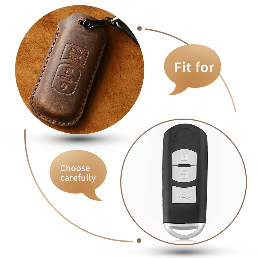 Dandkey Кожаный Автомобильный Дистанционный ключ чехол для ключей Mazda 2 3 6 Atenza Axela CX-5