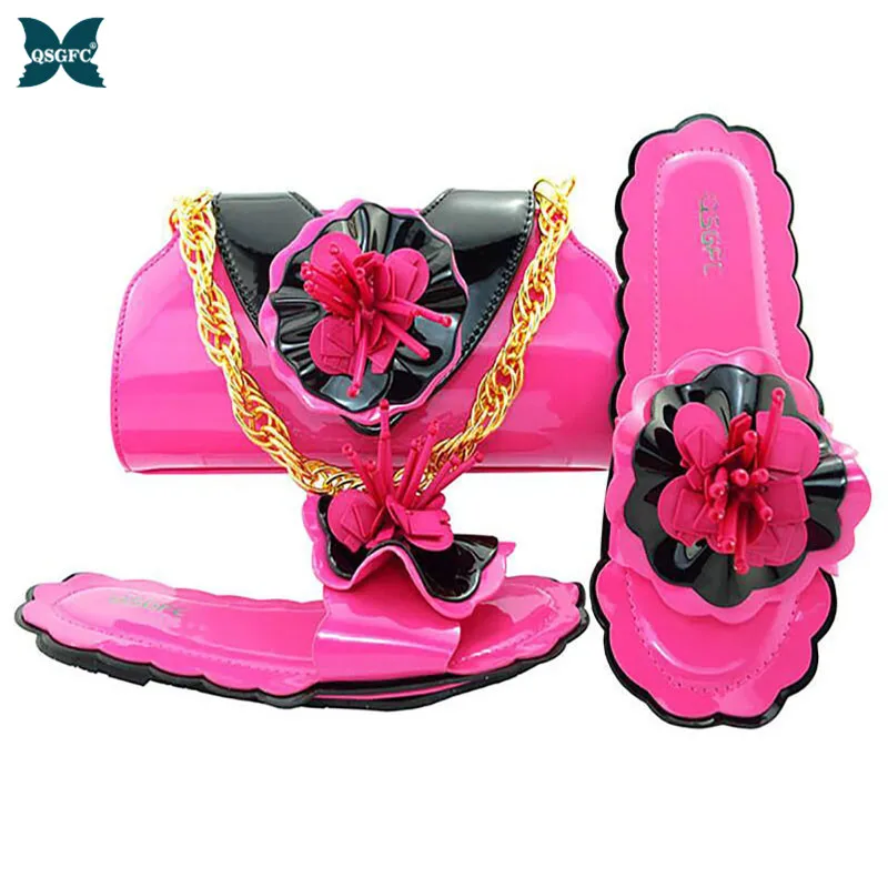 

Latest African Magenta Color Shoes and Bag Set for Party Italian design Women Nigerian Shoes and Matching Bags for Wedding