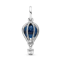 925 sterling silver blue hot air balloon travel charm dangle pendant beads fit original pandora bracelet bangle fine jewelry