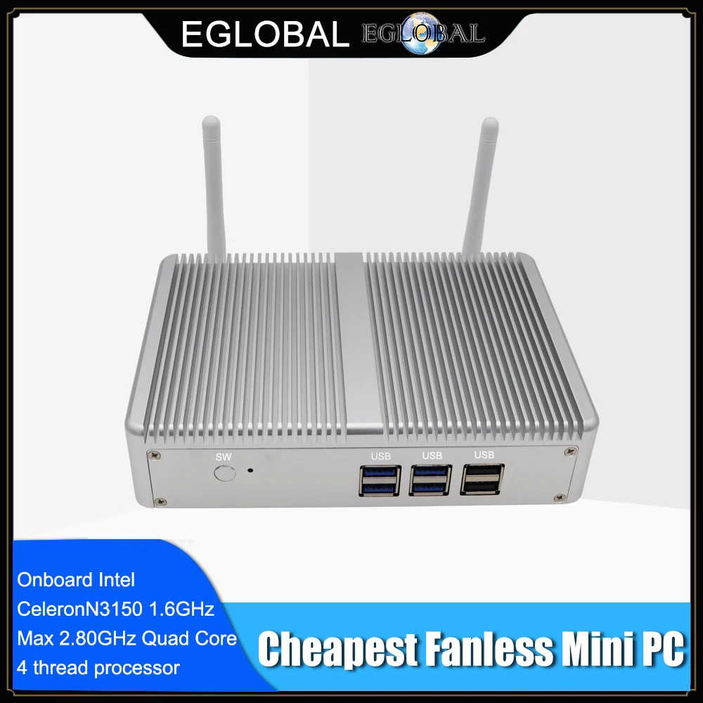 Мини компьютер Eglobal Nuc без вентилятора Windows 10 фрезерный маршрутизатор pfSense OpenVPN Intel