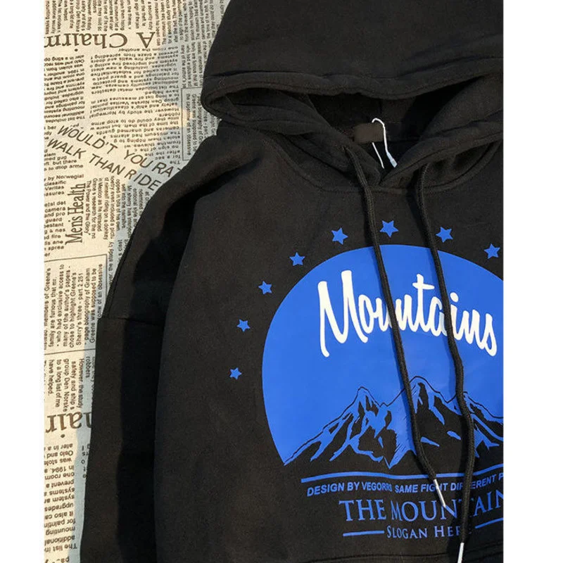 Женские пуловеры с длинными рукавами и принтом горы толстовка большого размера