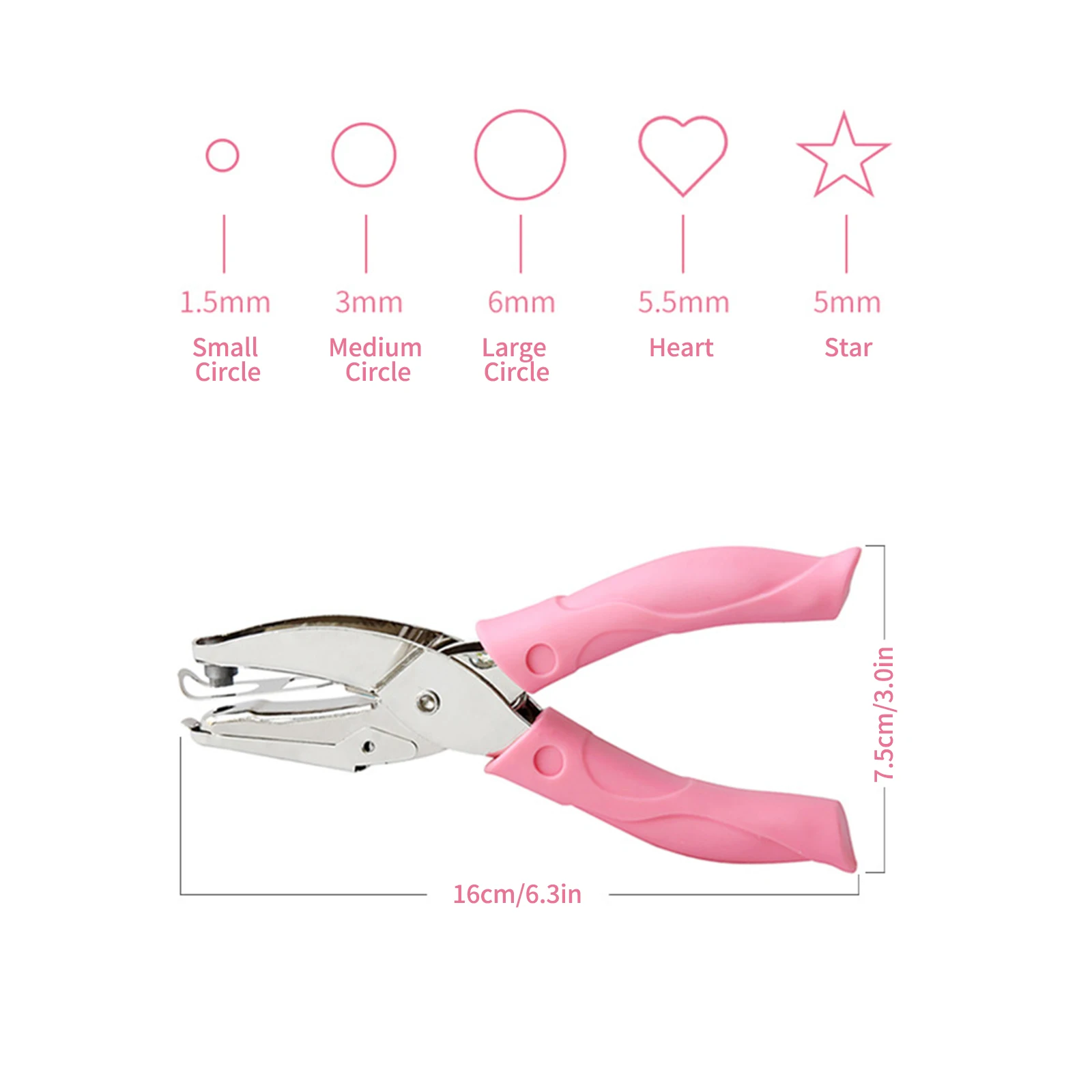 

tenwin Handheld One-Hole Punch Single Hole Puncher 8 Sheet Capacity for Binder Notebook Craft Paper Greeting Cards Scrapbook