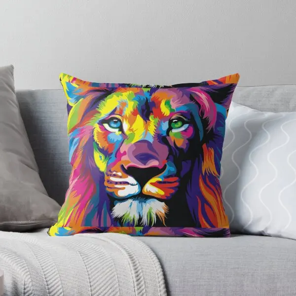 

Banksy Rainbow Lion Graffiti Pop Art Pai Soft Decorative Throw Pillow Cover for Home 45cmX45cm Pillows NOT Included