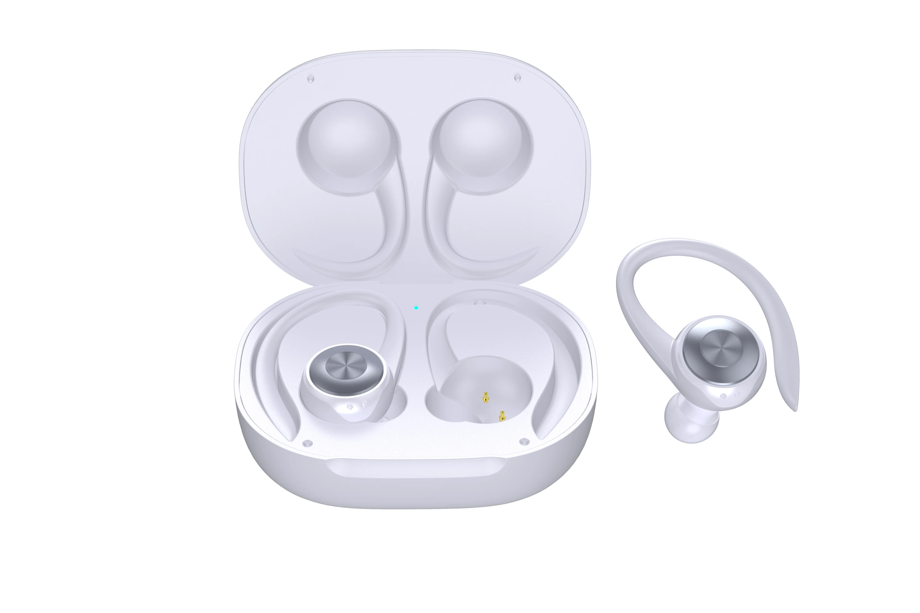 White Headset CALETOP TWS Bluetooth 5.0 Earphone Sports Wireless Earphones Ear Hook Noise Reduction Headphones Stereo Sound Headset with MIC - Цвет: White Headset