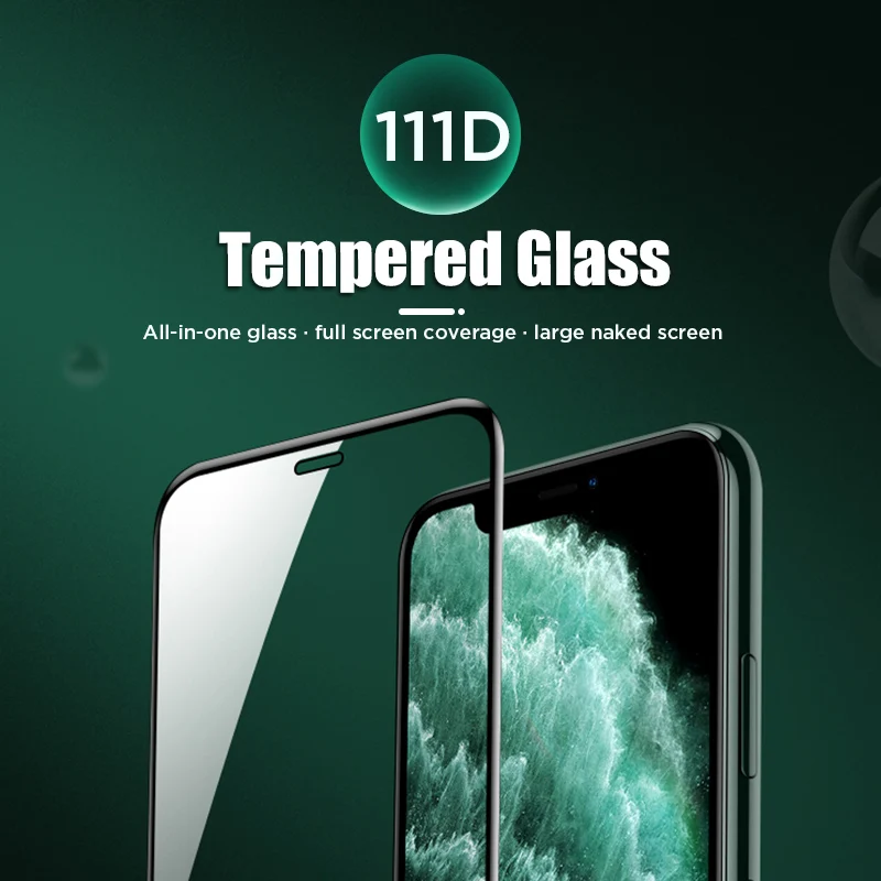 111D Screen Protector Safety Film Tempered Glass for iPhone 11 12 Pro X Xr Xs Max Protective 7 8 6 6S Plus 5 5S SE | Мобильные