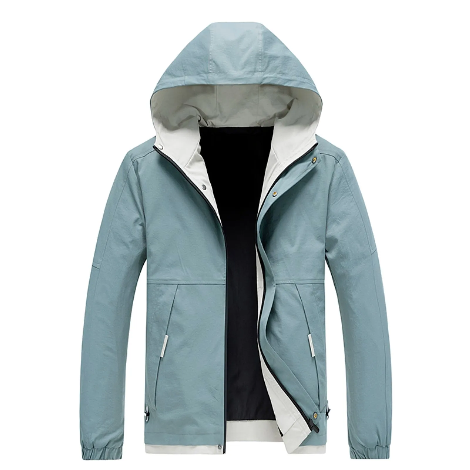 

Men's Fashion Autumn Jackets Casual Long Sleeve Windbreaker Workwear Soild Color Zipper Baseball Jacket Hooded Blouse D920#