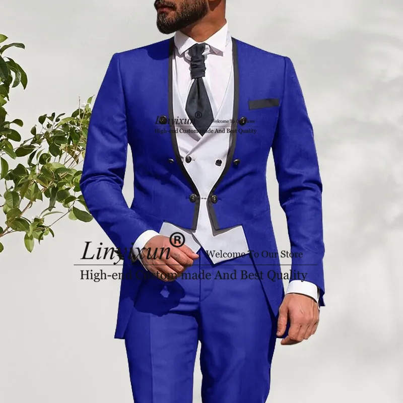 

Elegant Wedding Party Suit For Men,Solid Slim Fit 3 Pieces Set Groom Groomsmen Tuxedos 2021 Custom Terno Masculino