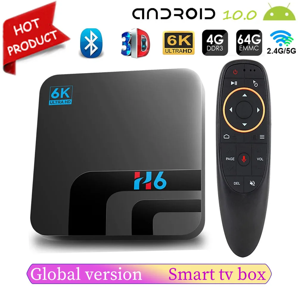 

H6 Android TV Box Android10 4GB 64GB 32GB 6K 3D Video H.265 Media Player 2.4&5GHz Wifi Voice Assistant Set top box Smart TV Box