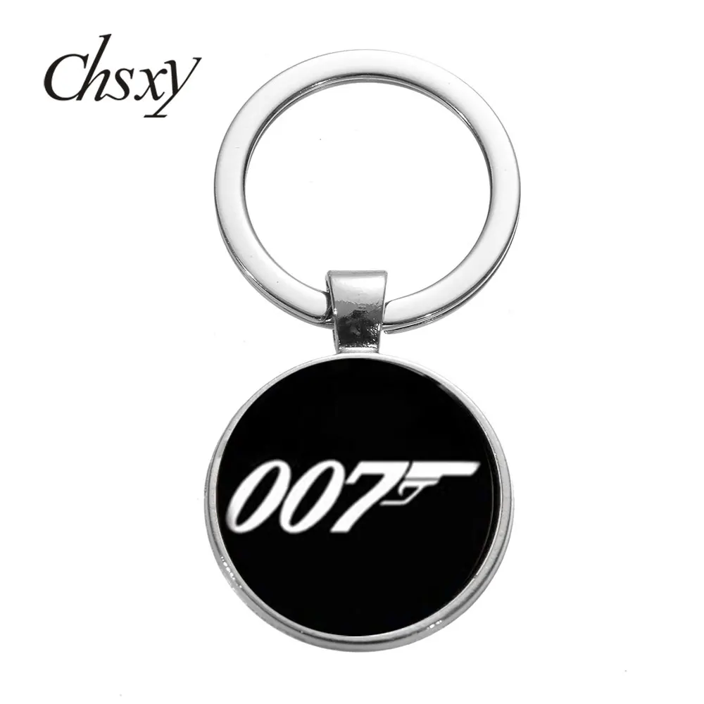 

CHSXY James Bond 007 Key Chain Art Photo Glass Time Gem Cabochon Car Keychain Handmade Key Ring Holder For Fans Jewelry Gifts