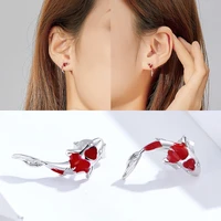 lucky koi red enamel stud earrings fish ear studs valentines day jewellery gift 83xf