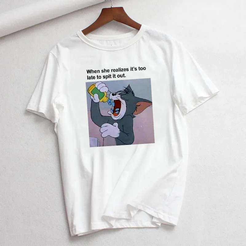 MLCRIYG Harajuku милые новые модные свободные топы с мультяшным принтом короткий рукав