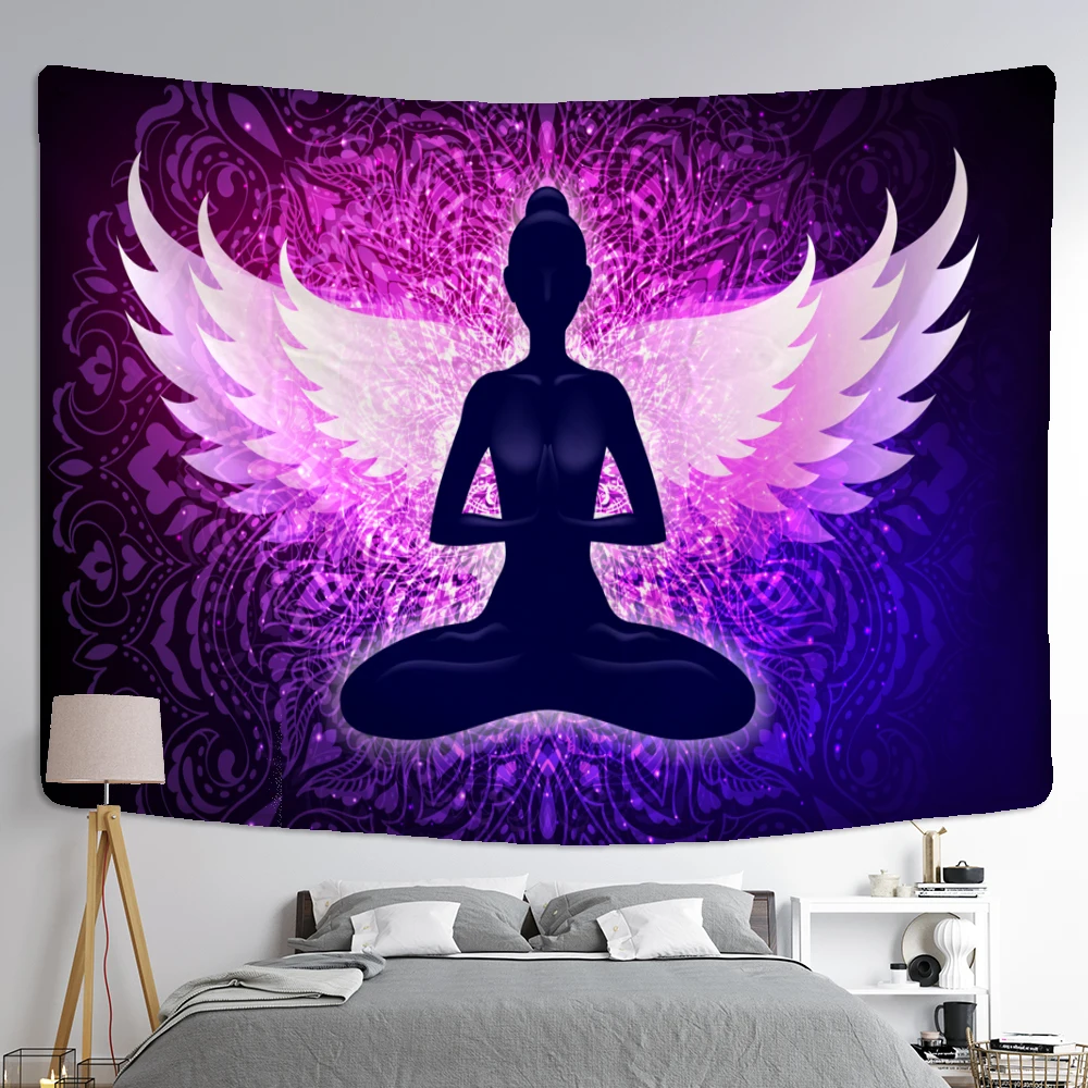 

Indian Buddha Meditation Tapestry Wall Mount Bohemian Hippie Witchcraft Mandala Seven Chakras Home Decor