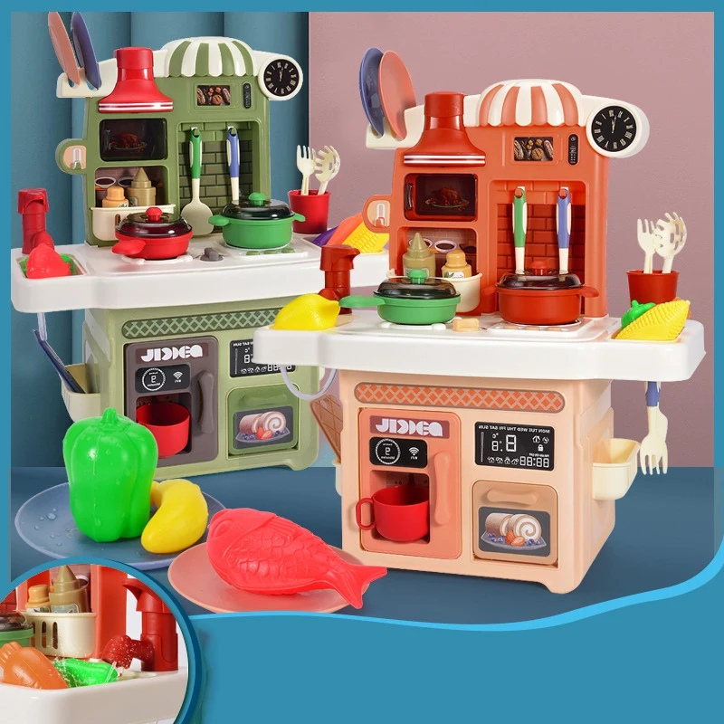 

23PCS Children's Play House Kitchen Toy Set Sound and Light Sound Effects Children Cook Rice Cooking Utensils