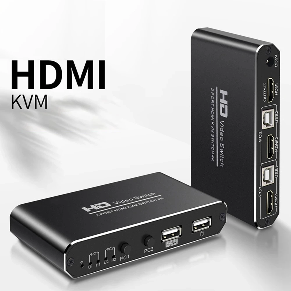 2 портовый HDMI KVM переключатель 4K x 2K Ultra HD USB сплиттер для двойного дисплея экрана