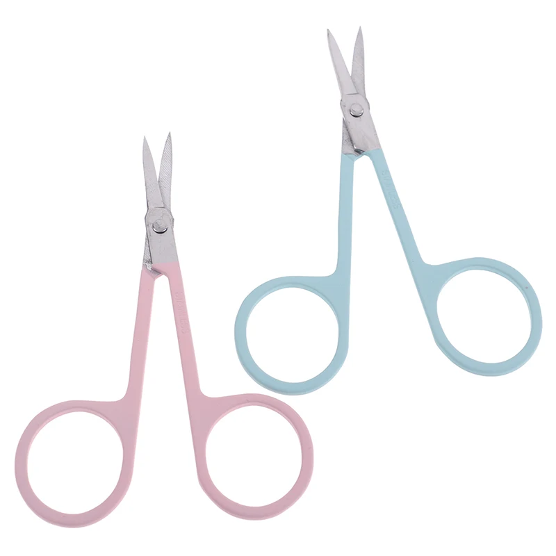 

1PC Random Color Stainless Steel Eyebrow Eyelashes Nose Hair Trim Scissor Sharp Ponit Curve Tip Eyebrow Scissor Makeup Scissor