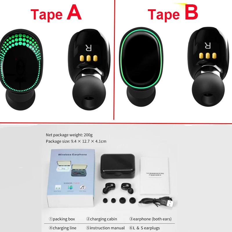 TEBAURRY TWS, беспроводные наушники Bluetooth 5,0, наушники 6D, стерео басовые наушники, мини Беспроводные наушники с емкостью 2200 мАч
