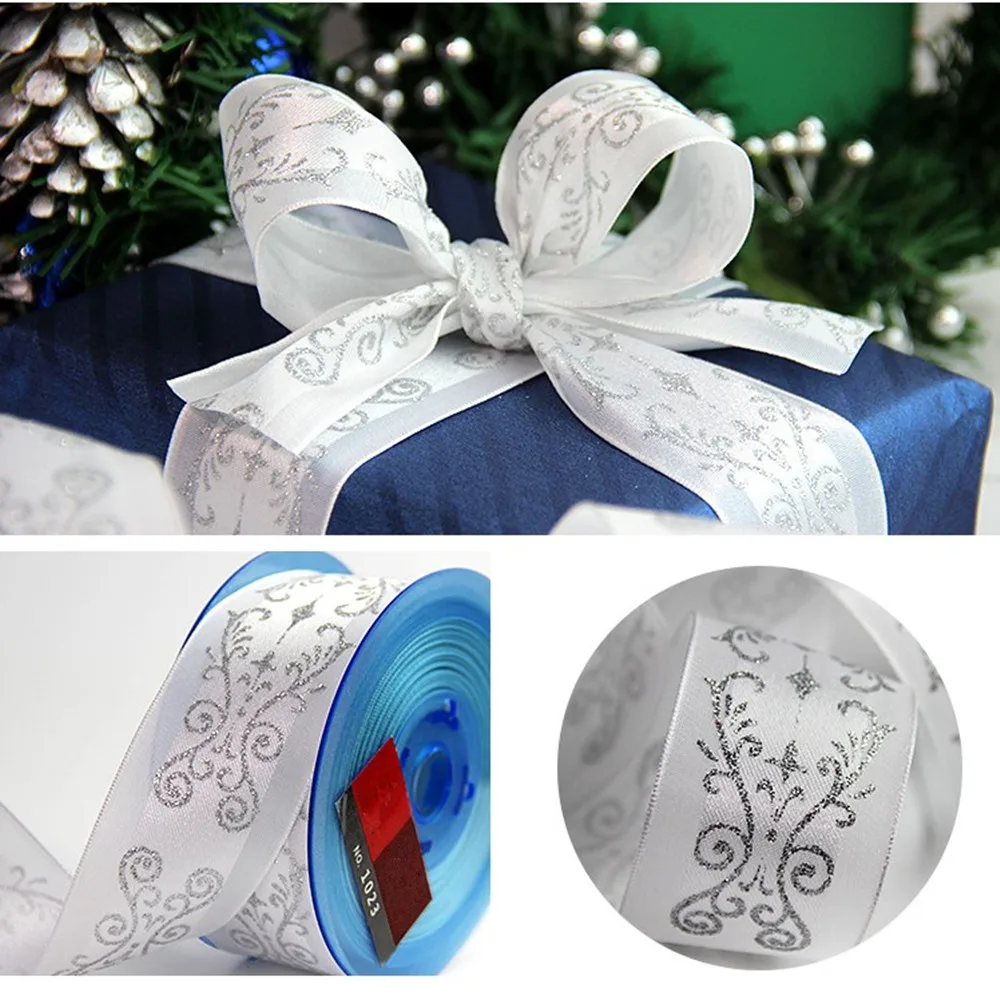 Лента из печать серебряной фольгой органзы 38 мм для украшения дня рождения