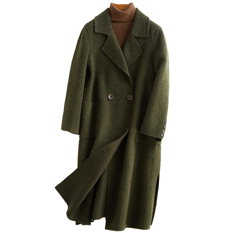Новинка 2020 осеннее шерстяное пальто костюм из альпаки и длинное свободное до