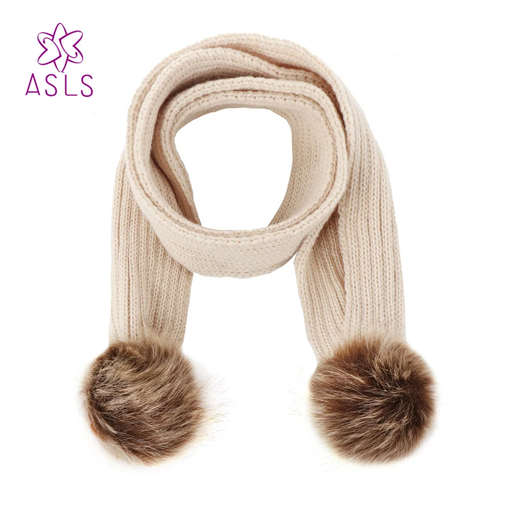 

New Hot-selling Baby knitted cap super large imitation wool double ball wool cap Winter Scarf suit Unisex Hair Accessories