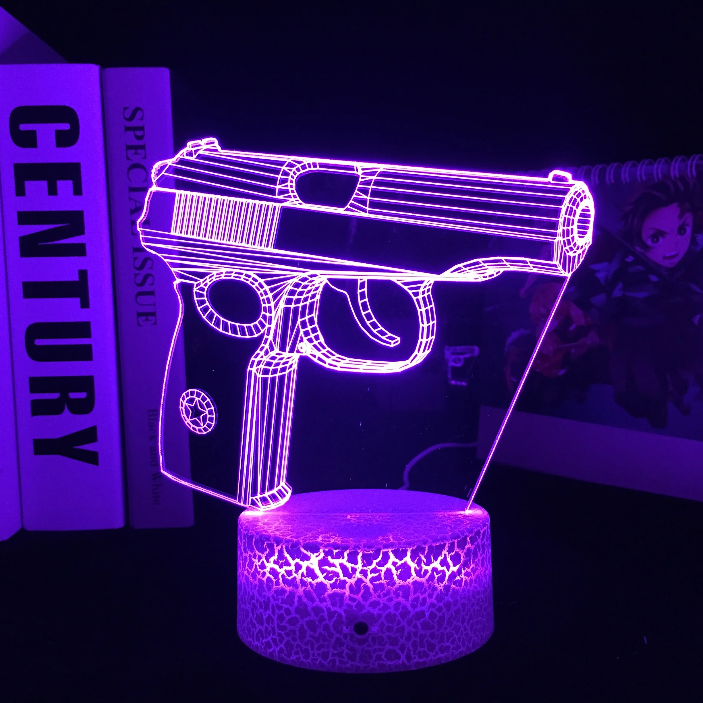 

Игрушечное оружие, пистолет, светодиодный Ночной светильник, пистолет, меняющий цвет, питание от аккумулятора, USB-лампа для декора детской к...