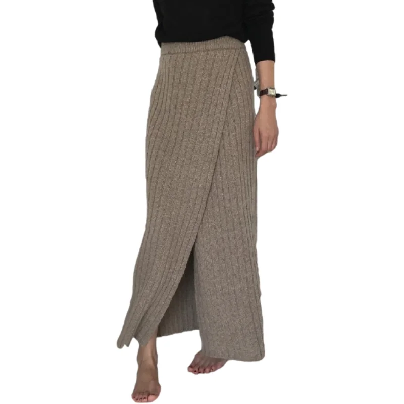 

2020 Autumn Winter Knitting Skirt High Waist Long Pencil Skirt Women Knitted Casual Vintage Maxi Skirt Vintage Warm Thick Midi