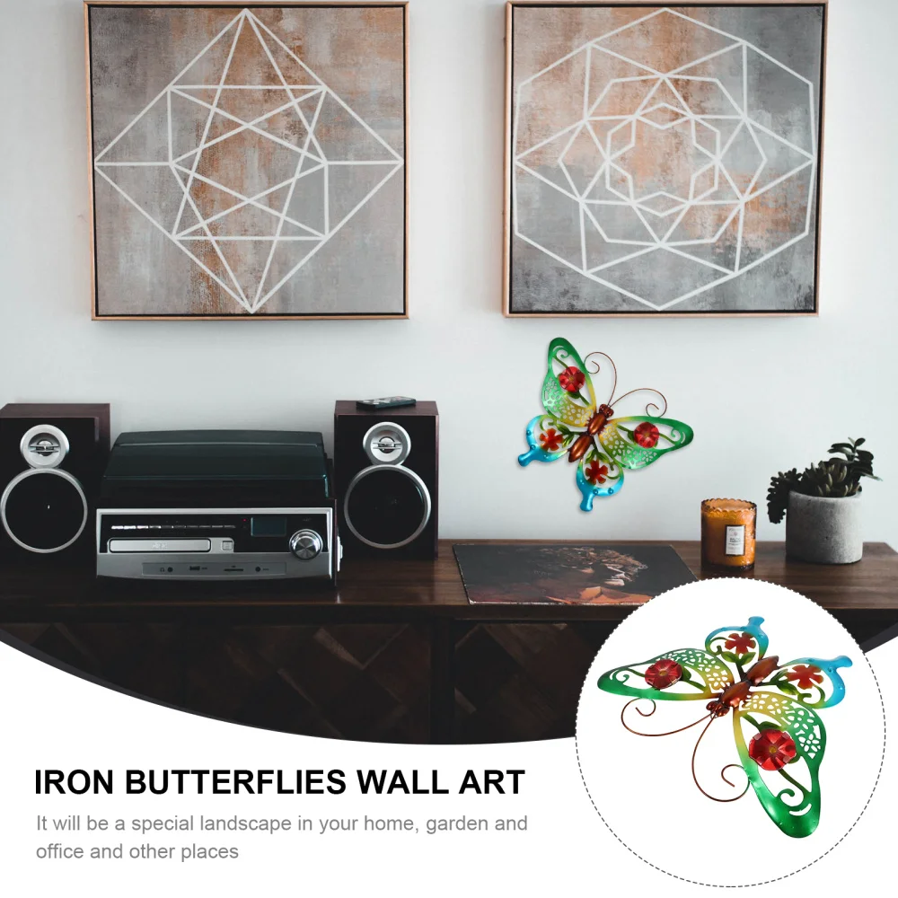 

1pc Wrought Iron Butterfly-designed Decoration Bright Garden Hanging Pendants