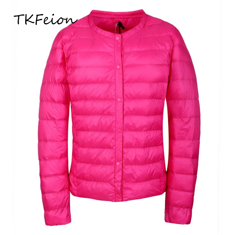 

2020 Spring Summer Female Down Jacket Ultra Light Women Slim Windbreaker O-neck Collar Coat Lightweight Ladies Short Crop Parkas