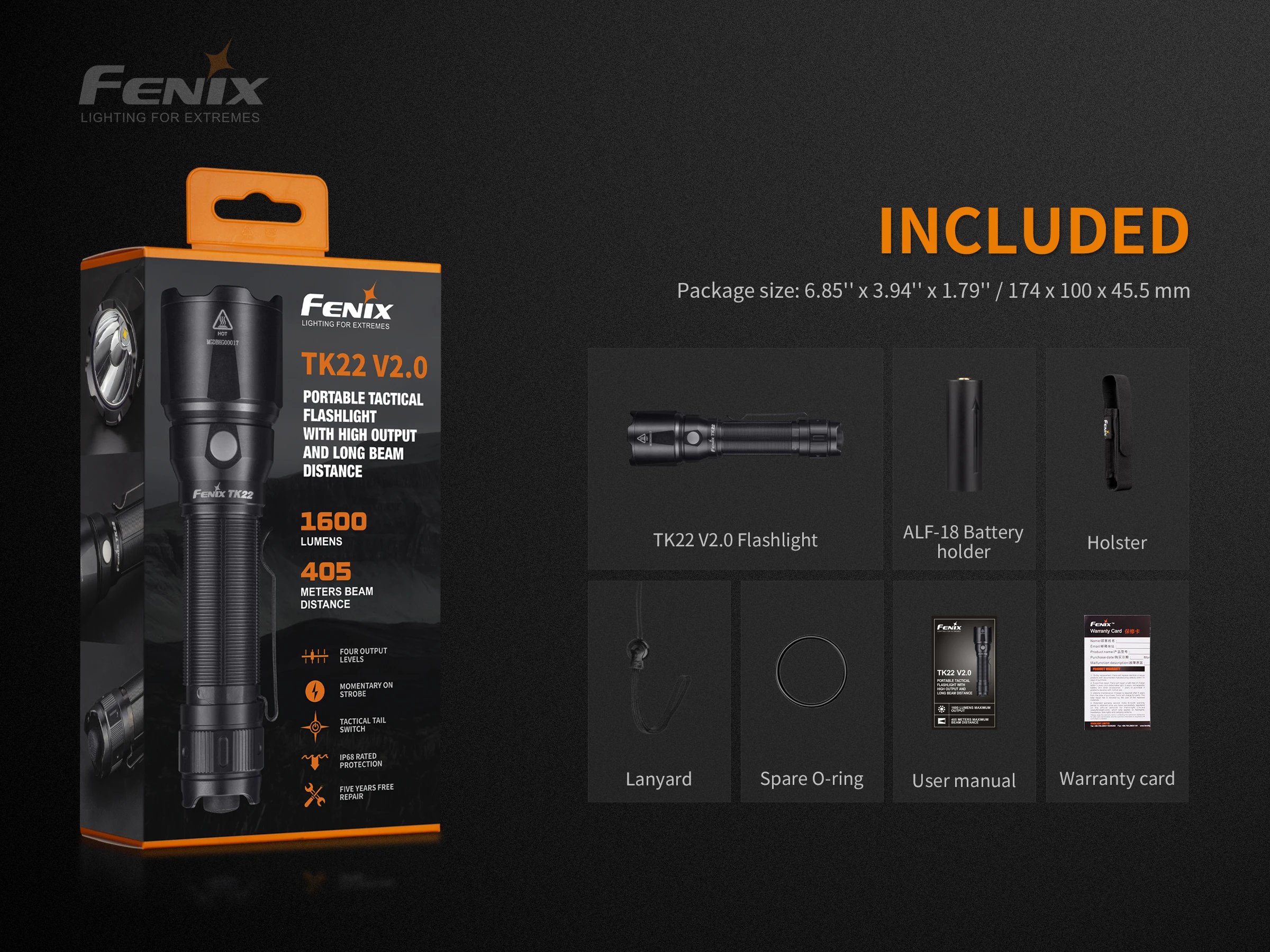 2019 новый водонепроницаемый тактический фонарик Fenix TK22 V2.0 Max 1600 люмен|Фары| |