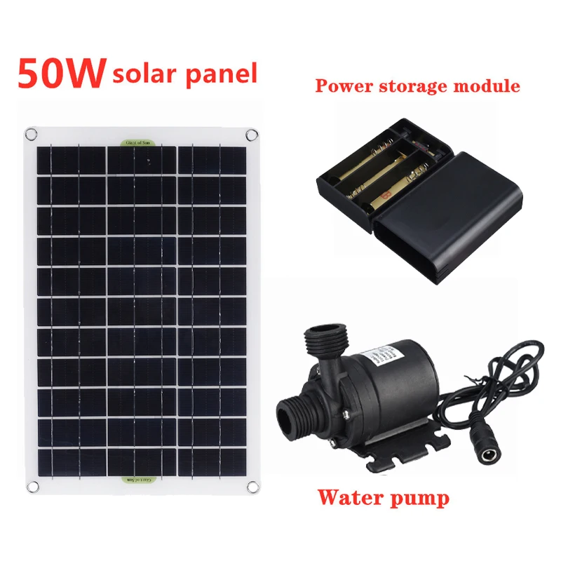 

12V Solar Water Pump 800L/H DC 50w Solar Panel Kit Low Noise Brushless Motor Submersible Pump for Aquarium Fish Tank