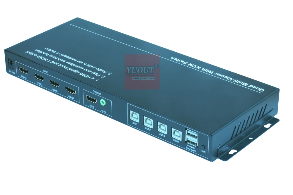 YUOUT KVM HDMI USB видео мультиплексор 4X1 + переключатель сплиттер ЖК-монитор DLP