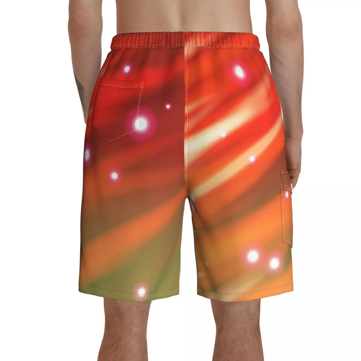 

Red Flare Board Shorts Beach Swimming Trunks Polyester Pattern Men Swim Trunks
