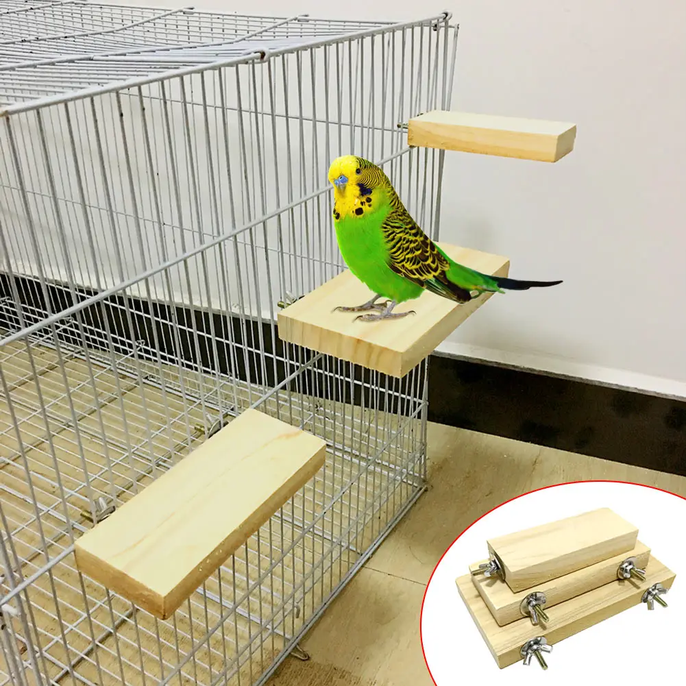 Wood Stand Platform Toy Paw Grinding Clean Cage Accessories For Parrot Hamster NIN668