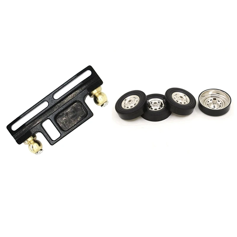 

2 комплекта детали для радиоуправляемого автомобиля: 1 шт. аксессуары для фототехники, черный и 1 комплект металлических колесных шин, сменны...