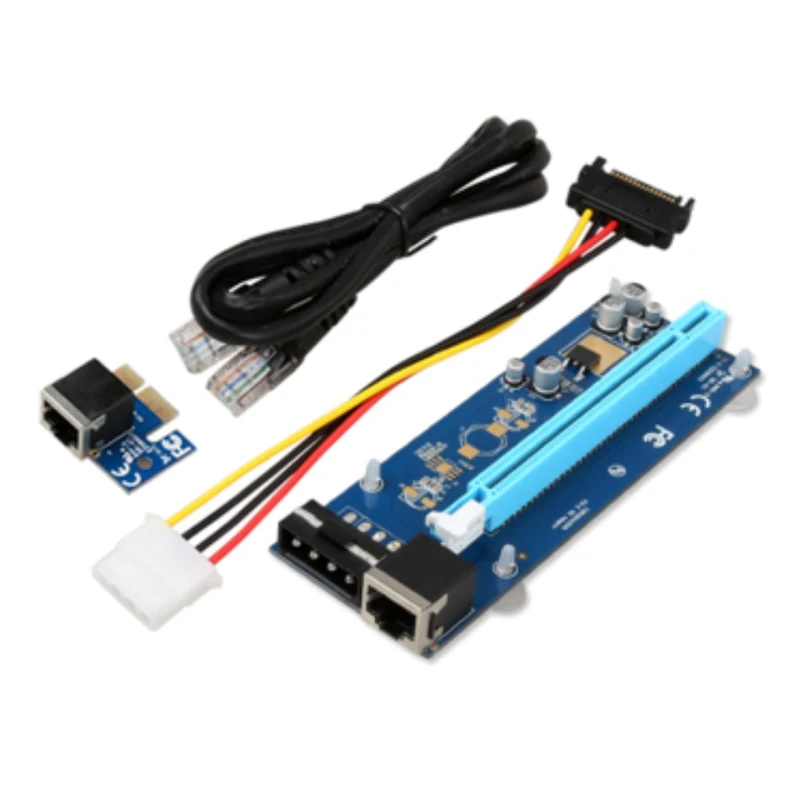 Компьютерный кабель и разъемы PCIE Riser Card PCI Express 1X to 16X адаптер 6Pin 4Pin Molex Мощность RJ45