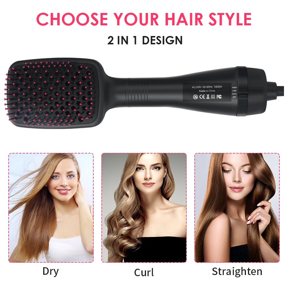 Многофункциональная щетка для горячего воздуха фен волос 3 в 1 плойка выпрямитель