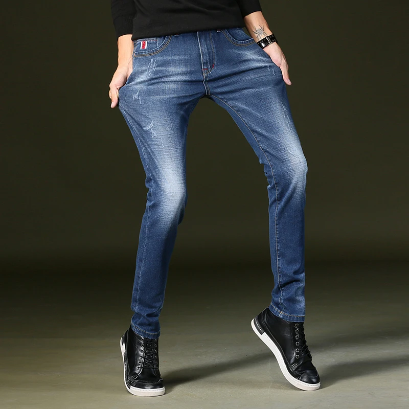 Узкие Для мужчин джинсы корейский стиль Slim Fit для брюки новое поступление